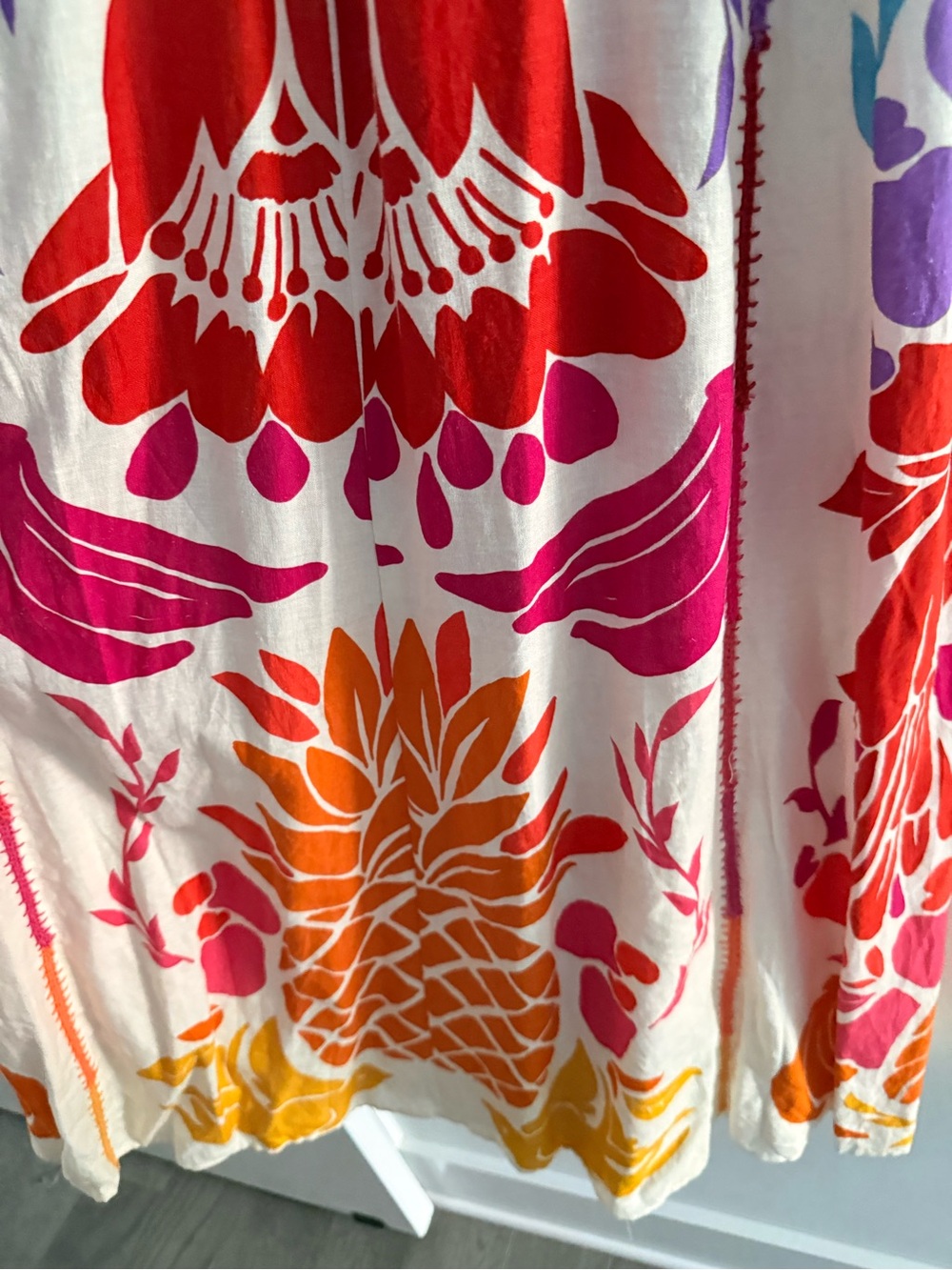 Farm Rio Embroidered printed multicolor rainbow linen-blend maxi dress - Picture 7 of 8